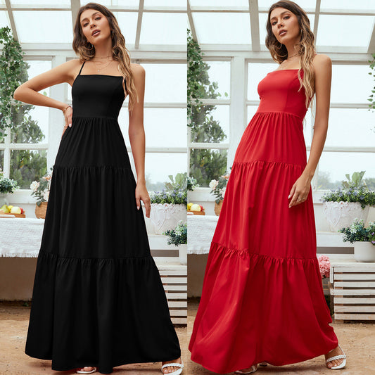 Swing Waist-tight Party Backless Strap Temperament Dress - Enfance-Heureuse