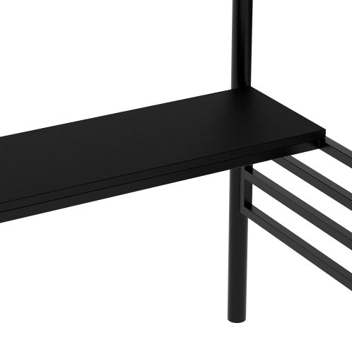Metal Loft Bed Frame With Desk, No Box Spring Needed,Twin ,Black