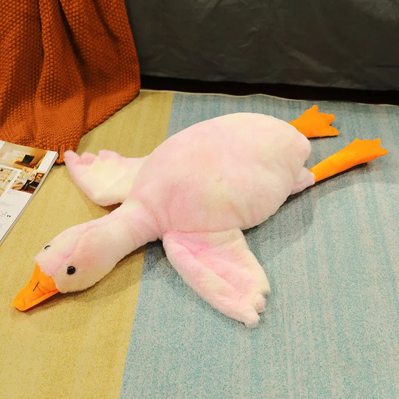 Grand oreiller de poupée d'oie blanche dormir en peluche