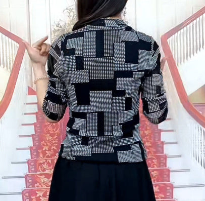 Undershirt Women's Half-high Collar Long Sleeves Shirt Fashionable Hiding Fat Stretch Shirt - Enfance-Heureuse