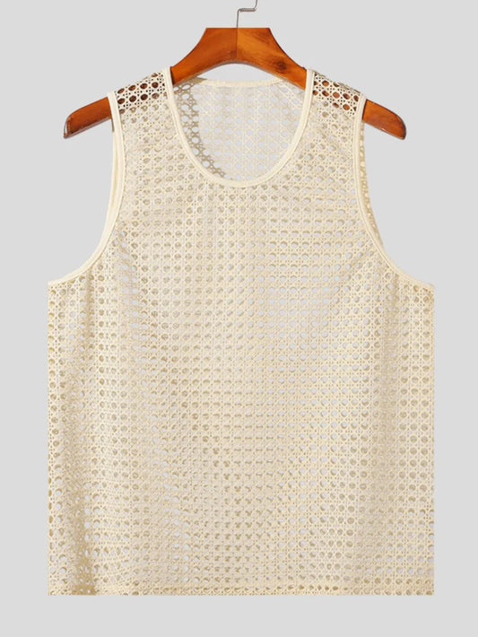 Men's Openwork Round Neck Tank - Enfance-Heureuse