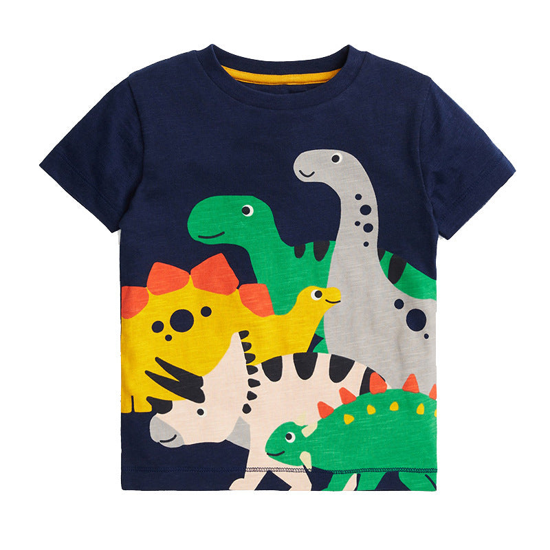 Summer Children's Cute Printed Embroidered Short-sleeved Cartoon T-shirt
