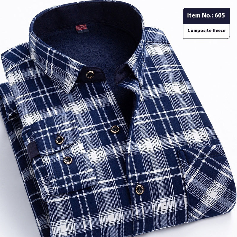 Thickened Velvet Padded Shirt Thermal Plaid