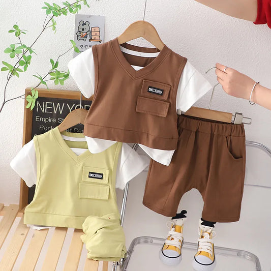 Boys Summer Suit Summer Short Sleeve Clothes - Enfance-Heureuse