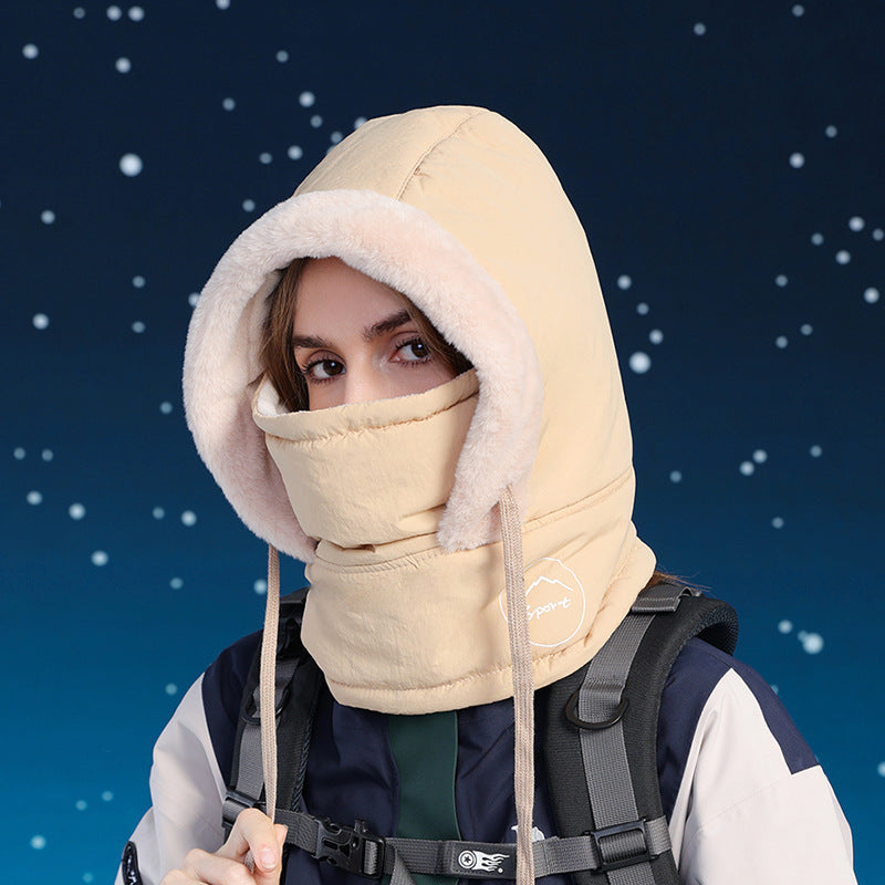 Winter Cycling Warm-keeping And Cold-proof Neck Protection One-piece Hat Fleece-lined