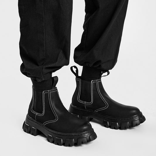 British Style Autumn And Winter Velvet Short Middle Boots - Enfance-Heureuse