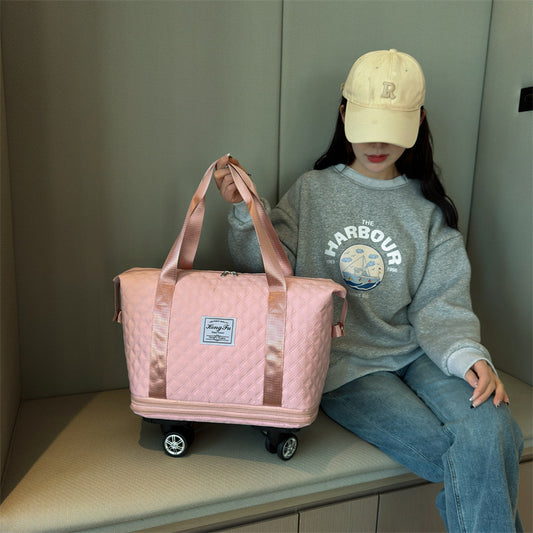 Universal Wheel Rhombus Travel Bag Lightweight Dry Wet Separation Large Capacity Fitness Yoga Bag - Enfance-Heureuse