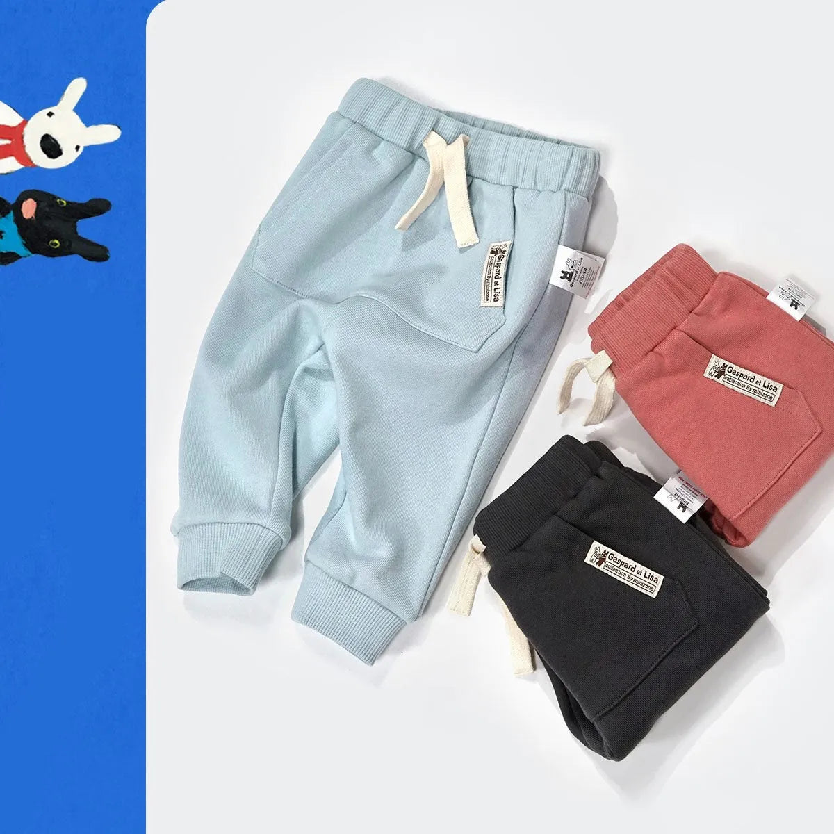 Solide Couleur Haute-taille Pour Garçons Et Filles Occasionnels Pantalon