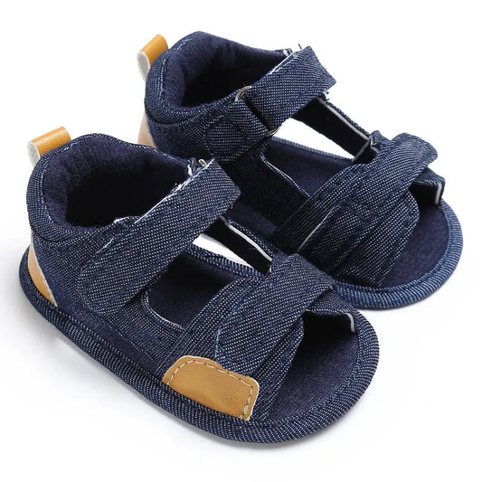 Sandales Velcro en denim pour bébé chaussures pour bébé - Enfance-Heureuse