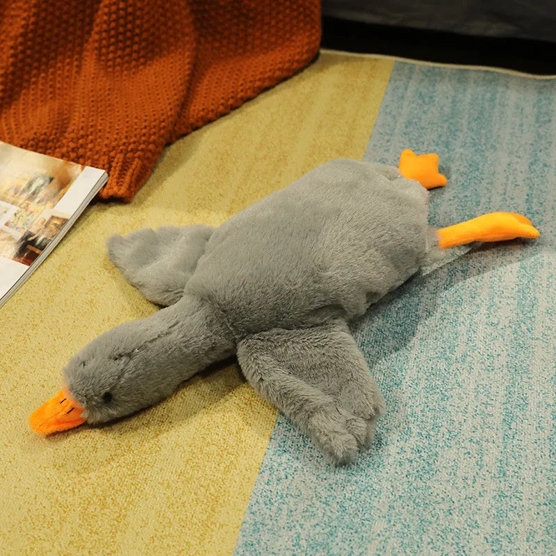 Grand oreiller de poupée d'oie blanche dormir en peluche