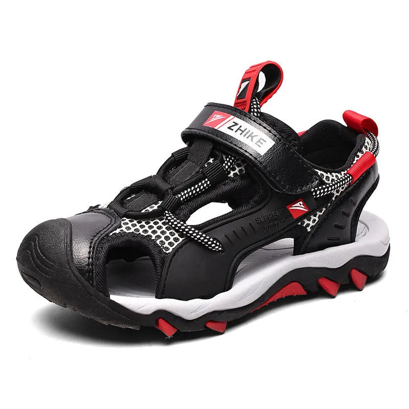 Noir Garçons Sandales Baotou Colorblock Doux Sole Chaussures De Plage