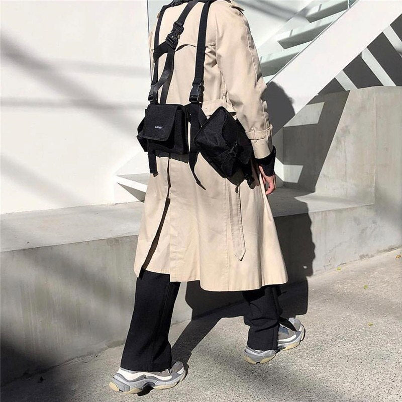 Men Tactical Shoulder Bag Men Tactical Waist Bag Boy Streetwear Functional Waist Packs Waistcoat Male Hip hop Chest Bags 030266