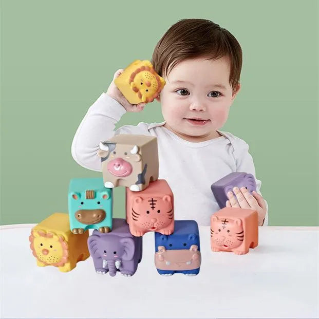 Bébé de Bande Dessinée Doux Colle Relief Blocs de Construction Peuvent Mordre Dents Colle Jouets