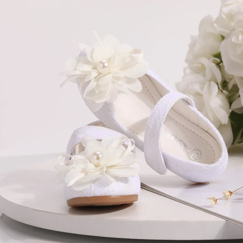 Filles Robe Chaussures Fleur Dentelle Princesse Chaussures