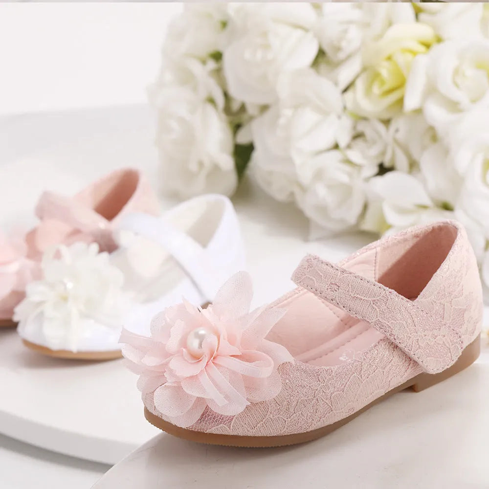 Filles Robe Chaussures Fleur Dentelle Princesse Chaussures