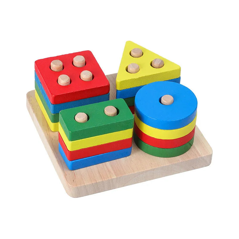 Jouets en bois Hochets Jouet Éducatif Arc-En-Blocs Montessori Bébé Coloré Enfants Musique