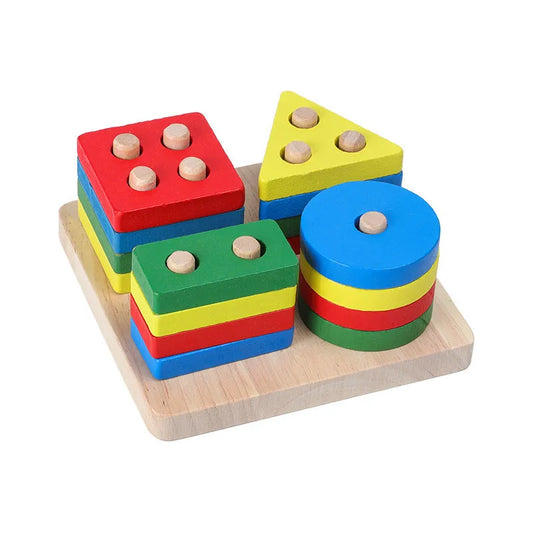 Jouets en bois Hochets Jouet Éducatif Arc-En-Blocs Montessori Bébé Coloré Enfants Musique - Enfance-Heureuse