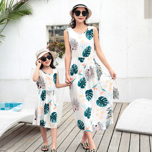 Mother And Daughter Vacation Beach Vest Long Skirt - Enfance-Heureuse