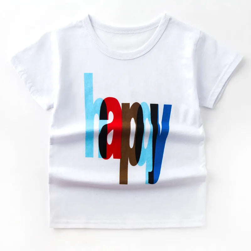 Enfants d'été À Manches Courtes Garçon T-Shirt Coton Basant Top