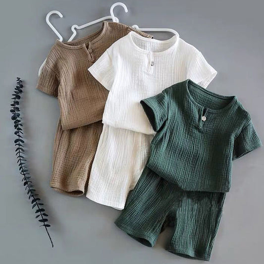 Boy And Girl Baby Short-sleeved Summer Suit - Enfance-Heureuse