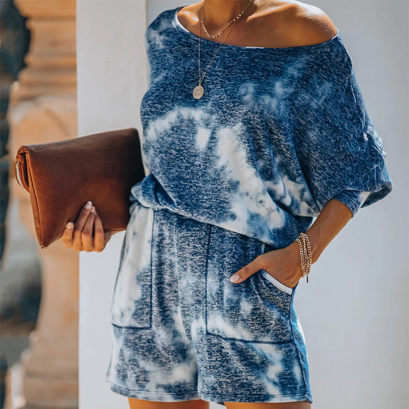 Fashion Printed Round Neck Long Sleeve Casual Suit