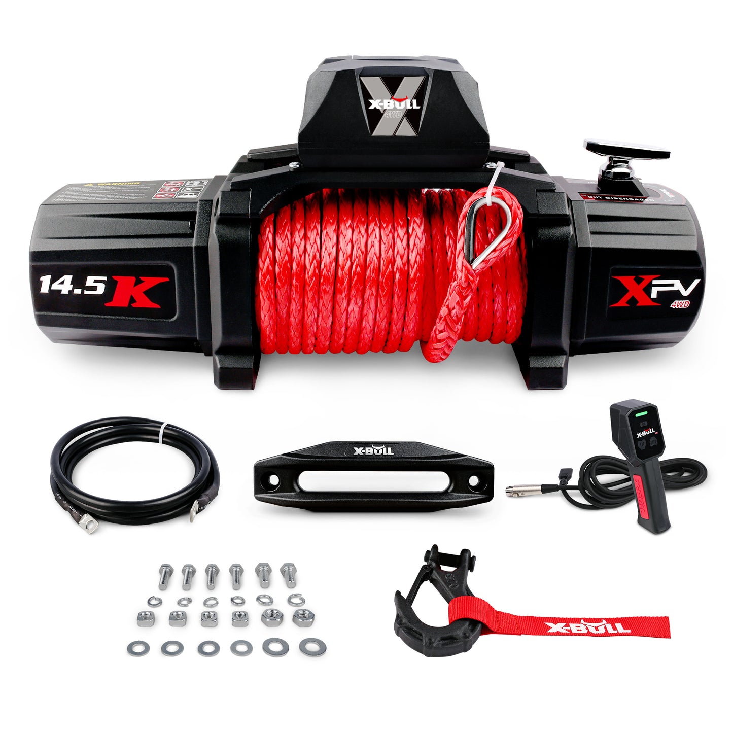X-BULL Electric Winch XPV 14500 Lbs 12V Synthetic Red Rope New Jeep Tractor 4WD Unavailable Platform - Amazon