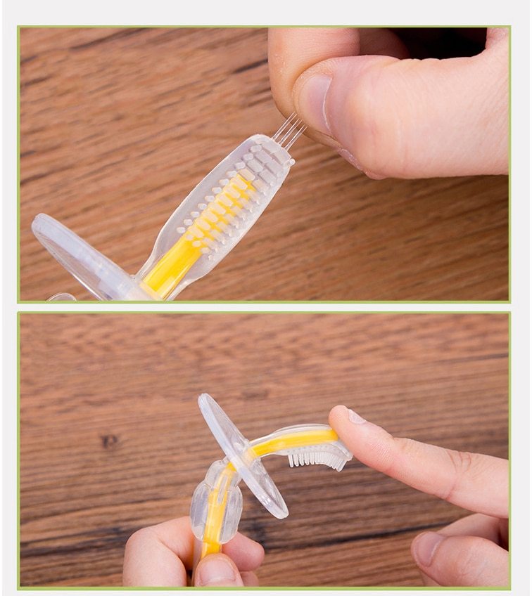 Cepillo de dientes de silicona para bebé, herramienta de entrenamiento para mordedor, masajeador transparente