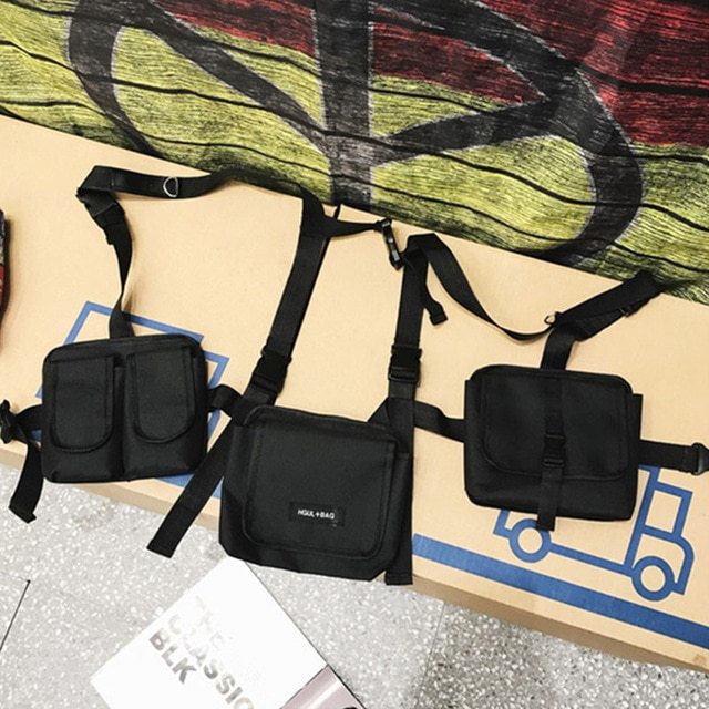 Men Tactical Shoulder Bag Men Tactical Waist Bag Boy Streetwear Functional Waist Packs Waistcoat Male Hip hop Chest Bags 030266