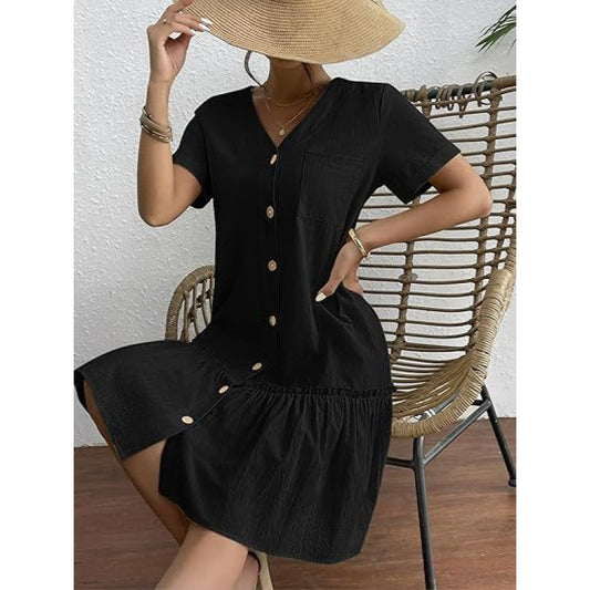 Women's Loose Summer Cotton And Linen Dress - Enfance-Heureuse