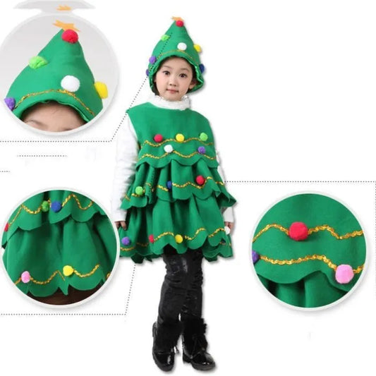 Children's Christmas Tree Performance Dance Costumes - Enfance-Heureuse
