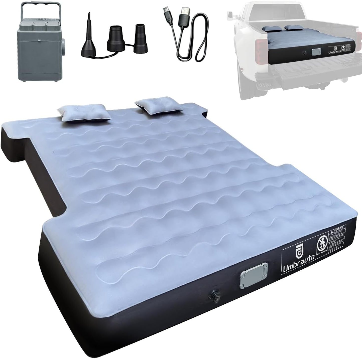 Truck Bed Air Mattress For 5.5-5.8ft Short Beds, Easily Inflates And Deflates With Built-In Rechargeable Air Pump Camping Bed Outdoor Mattress