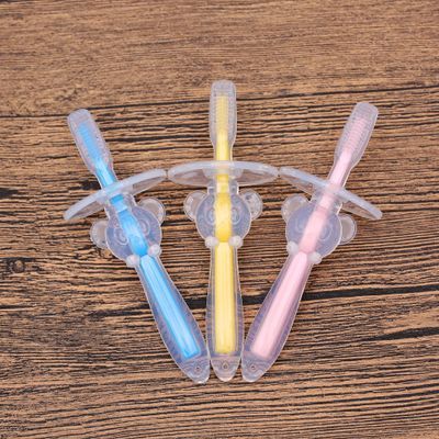 Cepillo de dientes de silicona para bebé, herramienta de entrenamiento para mordedor, masajeador transparente