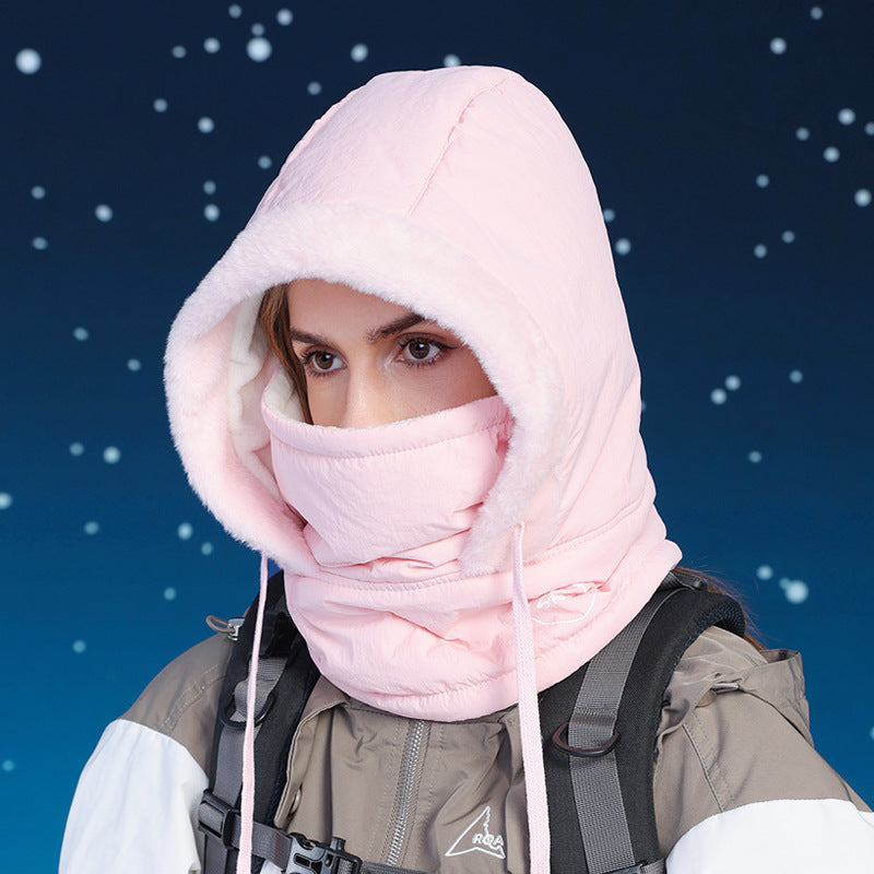 Winter Cycling Warm-keeping And Cold-proof Neck Protection One-piece Hat Fleece-lined