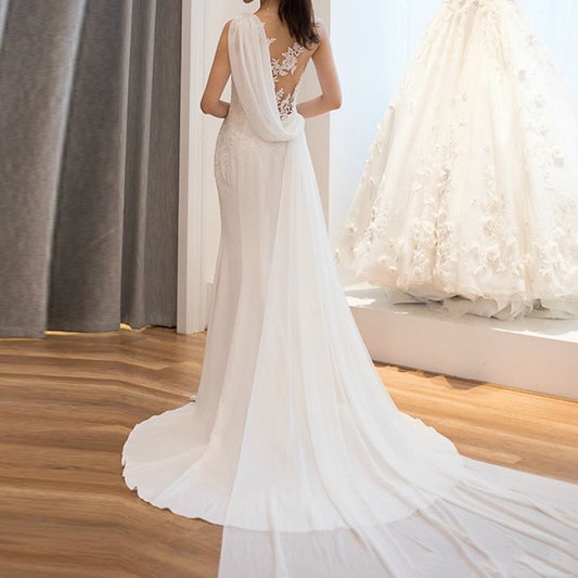 Mid-waist Dream See-through Super Fairy Light Wedding Dress - Enfance-Heureuse
