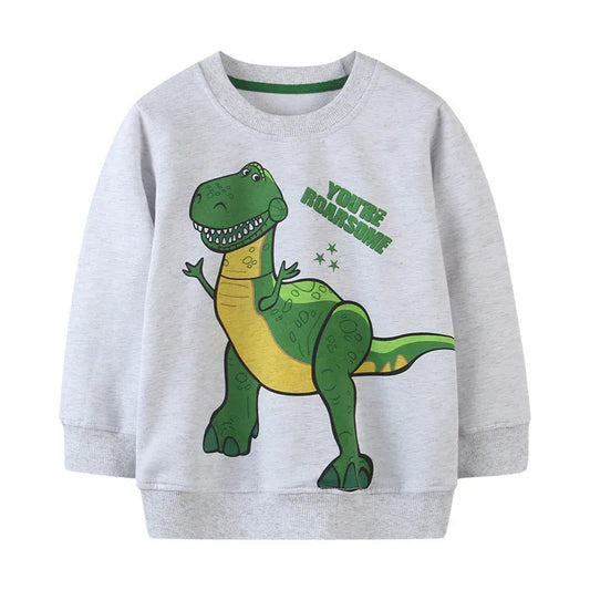 Sweat-shirt dinosaure imprimé en coton à manches longues pour garçons - Enfance-Heureuse