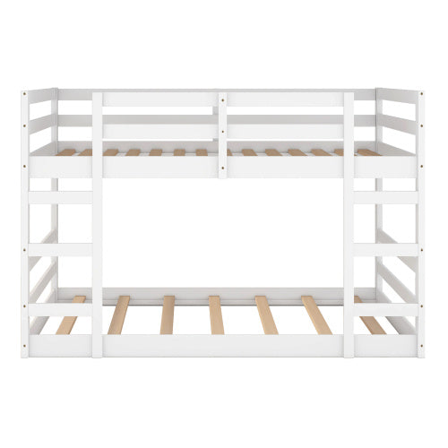 Full Over Full Bunk Bed With Ladder, White