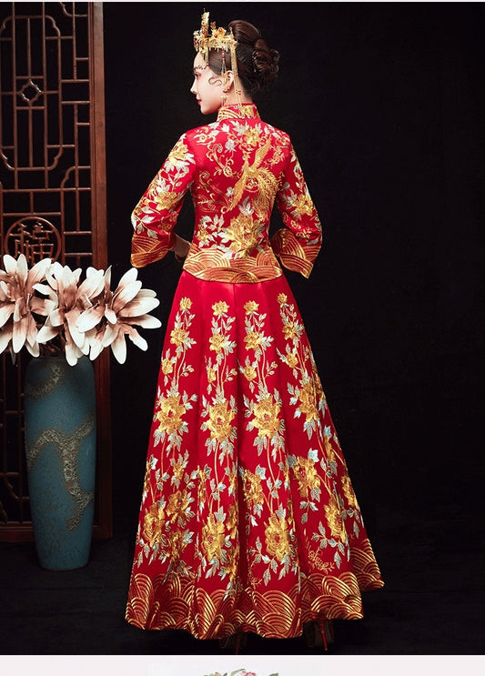 Chinese Dragon And Phoenix Gown A Chaplet And Official Robes Xiuhe Dress - Enfance-Heureuse