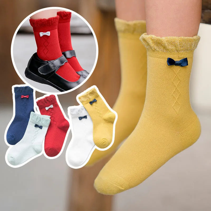 New products children's socks combed cotton bow