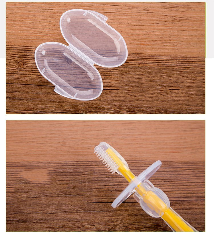 Cepillo de dientes de silicona para bebé, herramienta de entrenamiento para mordedor, masajeador transparente