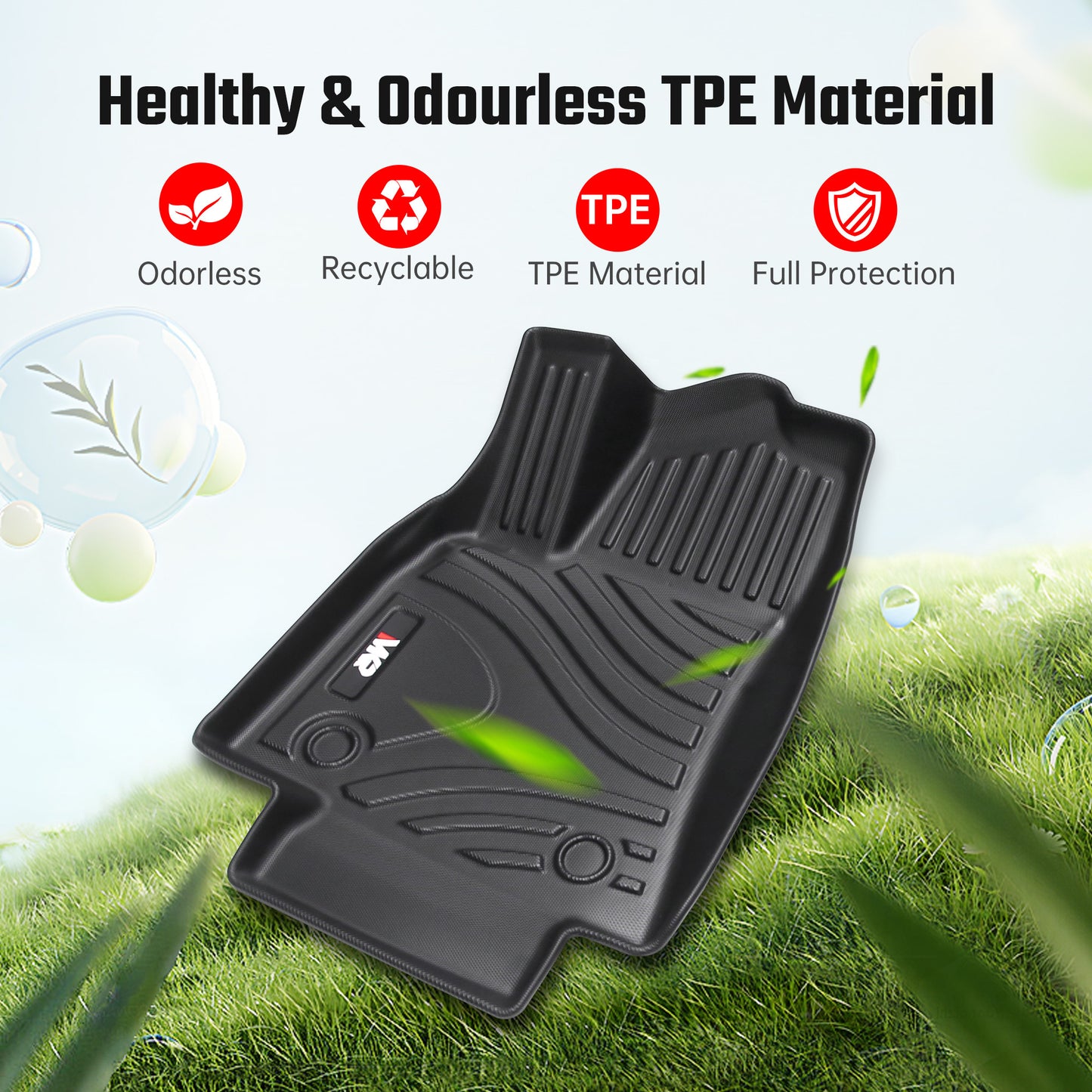 All-Weather TPE Floor Mats For Tesla Model Y 2021-2022 Model 3 2023-2025 - Waterproof, Anti-Slip, Full Coverage Car Floor Liners 6 PCS Set