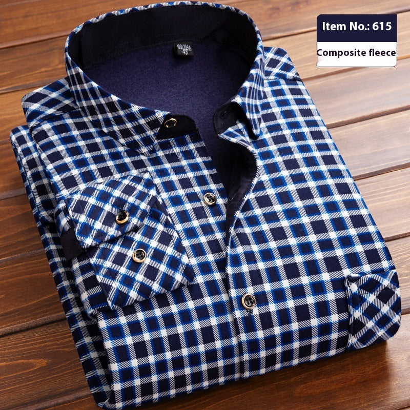 Thickened Velvet Padded Shirt Thermal Plaid
