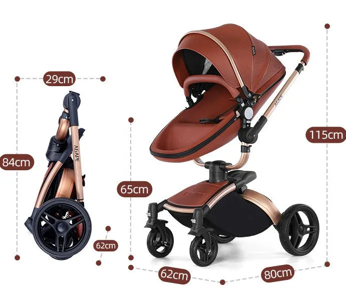 Haute paysage bébé poussette 360 degrés Rotation 3-en-1 panier pliable
