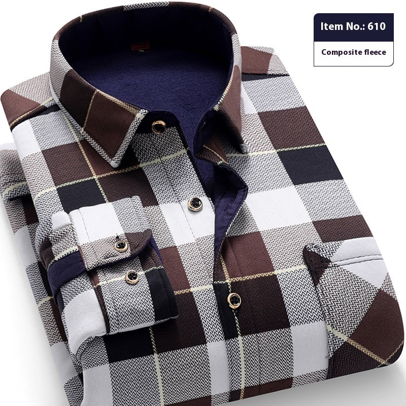 Thickened Velvet Padded Shirt Thermal Plaid