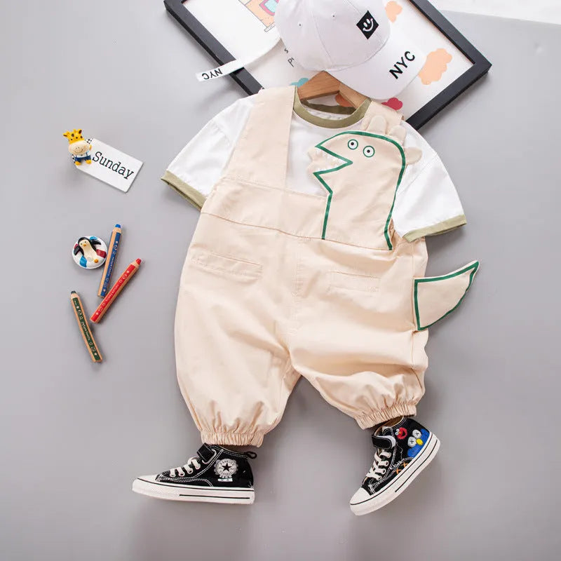 T-shirt Suspender Shorts Two-piece Set