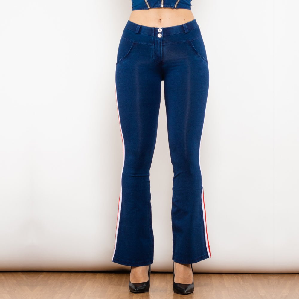 Shascullfites Melody Jeans Push Up Effect Skinny Jeans Sexy Lift Striped Flare Jeans Women's Denim Pants