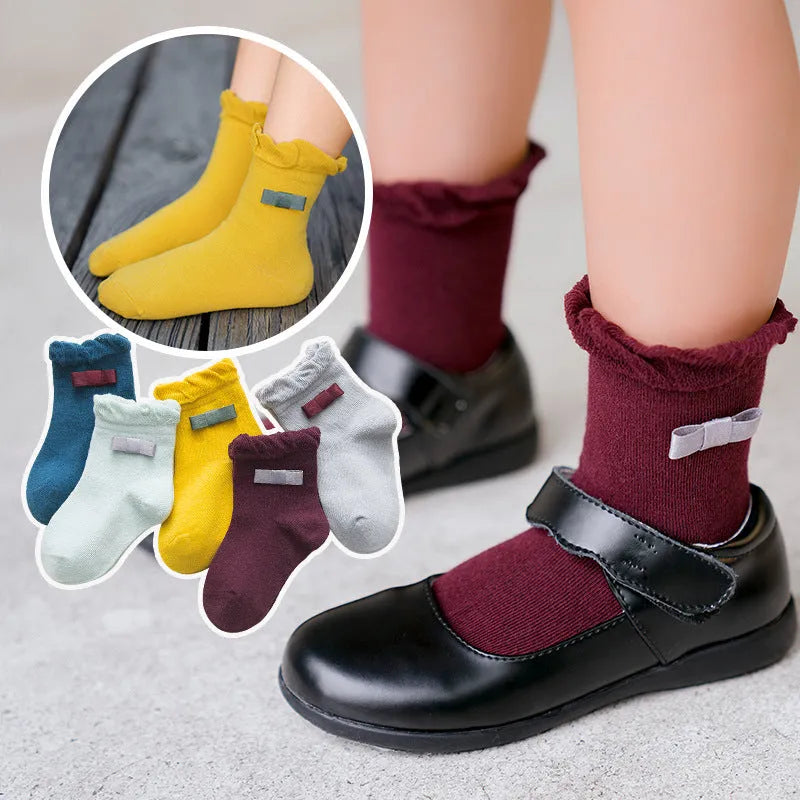 New products children's socks combed cotton bow
