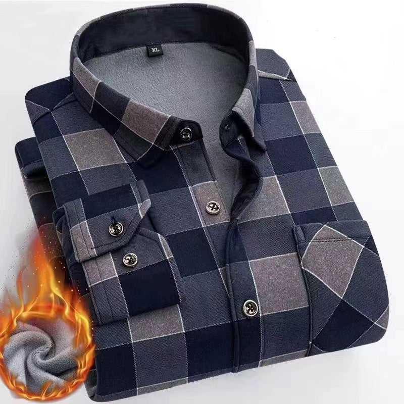 Thickened Velvet Padded Shirt Thermal Plaid