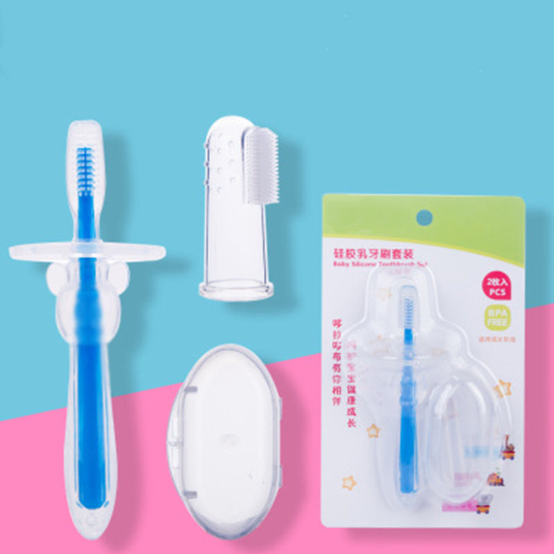 Cepillo de dientes de silicona para bebé, herramienta de entrenamiento para mordedor, masajeador transparente