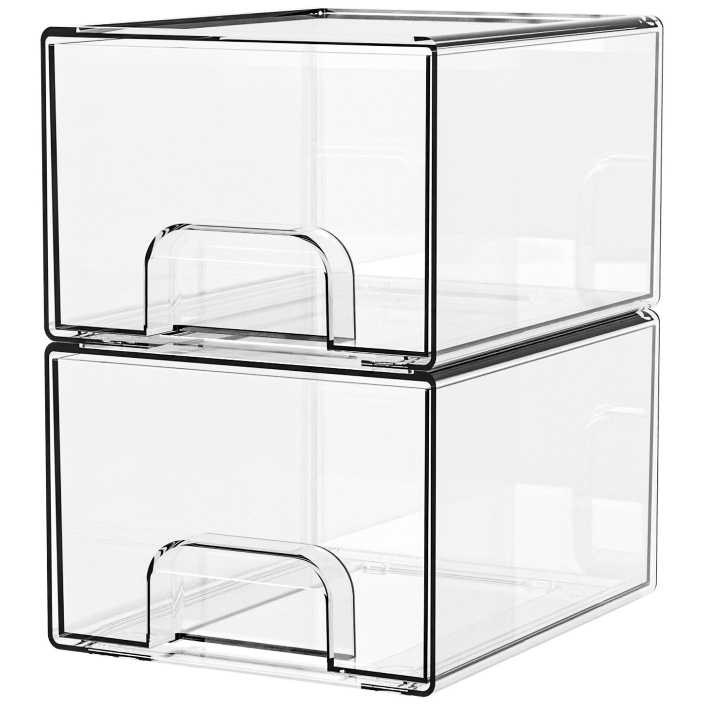 1 2 4 Pack Clear Stackable Storage Drawers, 11.2cm, 4.4in Tall Acrylic Bathroom Makeup Organizer,Plastic Storage Bins For Vanity, Undersink, Kitchen Cabinets, Pantry, Home Organization