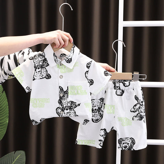 Baby Lapel Short Sleeve Shirt Suit Kids Lightweight Children's Clothing - Enfance-Heureuse